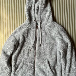 Adrienne Vittadini Cozy Gray Sherpa Hoodie